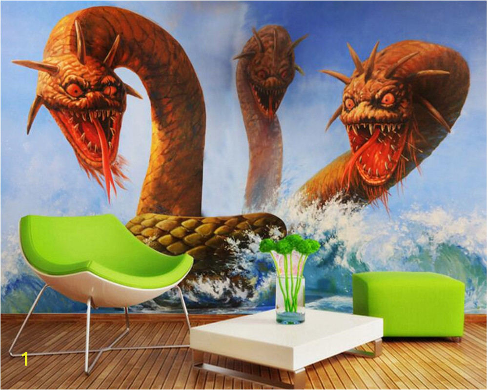 beibehang tapety HD 3d Wallpaper stereo 3 dragon head snake horror TV background wall murals papel de parede wall paper