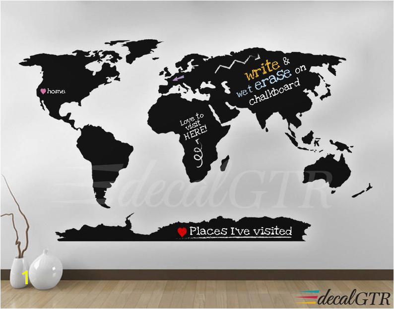 Dry Erase World Map Wall Mural World Map Wall Decal with Antarctica World Map Wall Art