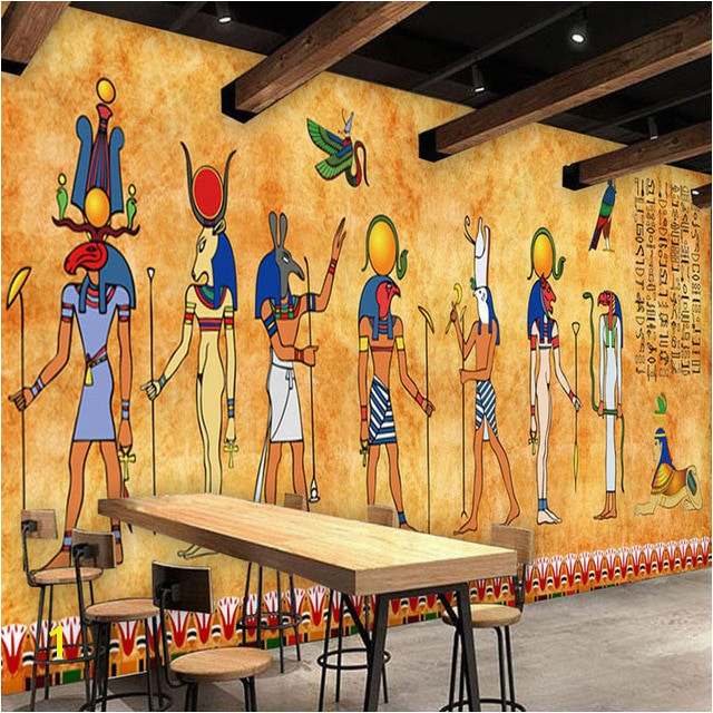 Custom 3D Wallpaper Vintage Egyptian Murals Bar Restaurant Background Home Decorative Wall Painting Mural Wallpaper Art