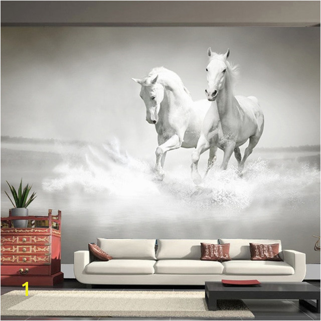 Equestrian Wall Mural Customized Any Size Wall Mural Wallpaper White Horse 3d Embossed