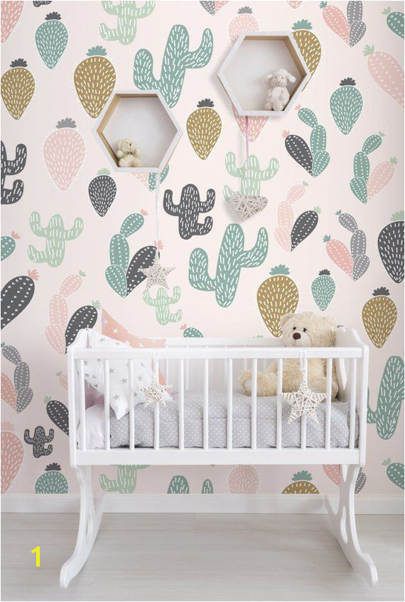 Fabric Murals for Walls Cactus Pastel Wall Mural Self Adhesive Fabric Wallpaper