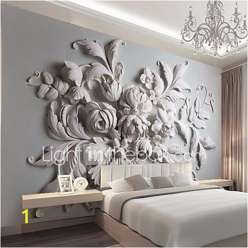 JAMMORY Embossed White Flower Decoratio 3D Fashion Wallpaper Personality Wallpaper Mural Wall Covering Canvas Material Golden ChurchXL XXL XXXL 2017