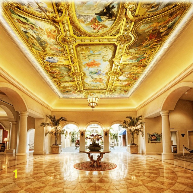 Custom 3D Wall Mural Wallpaper European Style Hotel Lobby Living Room Luxury Ceiling Mural Art Wall Painting Papel Pintado Pared