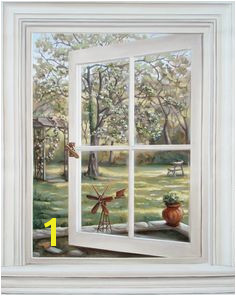 Trompe L oeil Window Mural Window Mural Door Murals Window View Attic