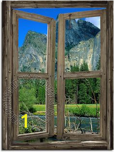 Mountain Cabin Window Mural 3 DT Faux Window Window View Window Mural