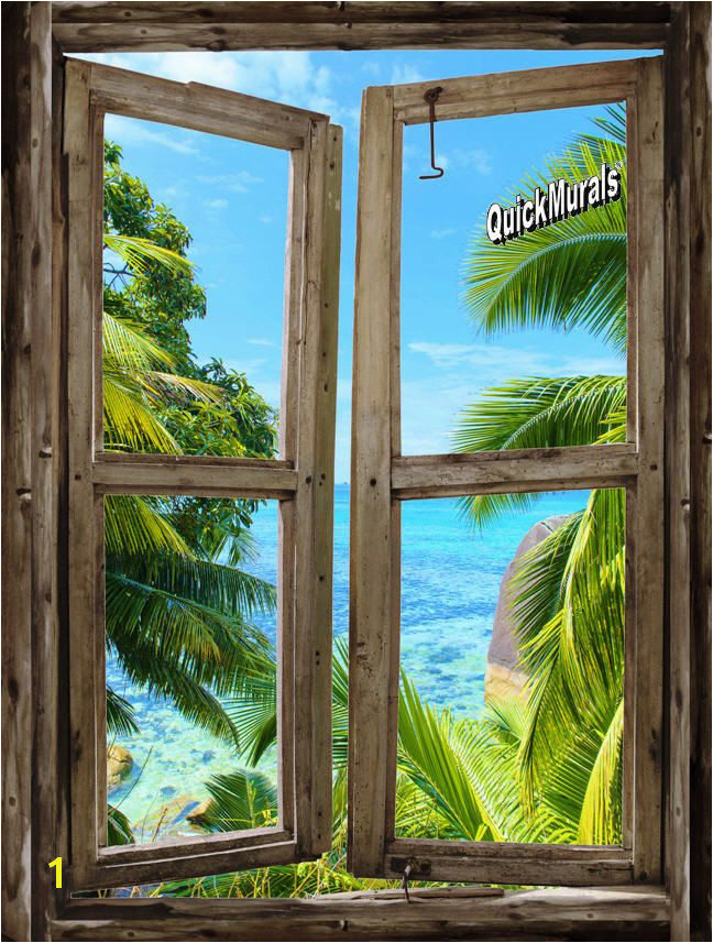 Faux Window Murals Beach Cabin Window Mural 8 E Piece Peel and Stick Canvas Wall Mural