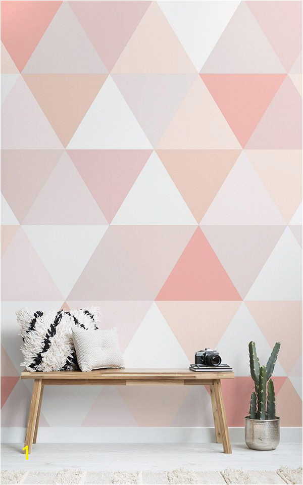 If you love cool geometric wallpaper as well as warm and wonderful peach colour tones this wallpaper mural is perfect for you This peach geometric wall