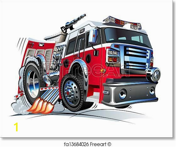 Fire Truck Mural Free Art Print Of Cartoon Fire Truck