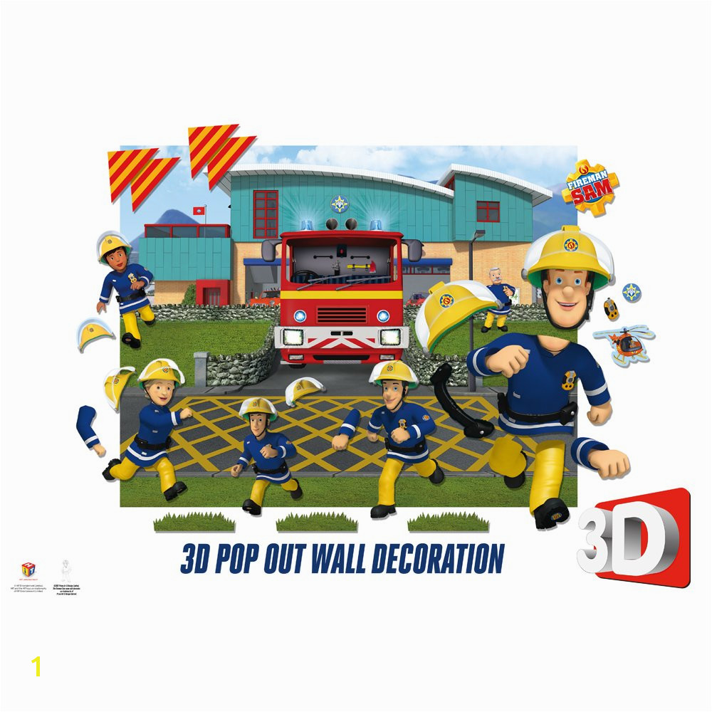 Fireman Sam 3D Pop Out Wall Decoration Paper Card Multi Colour 152 x 1 x 121 cm Amazon Kitchen & Home