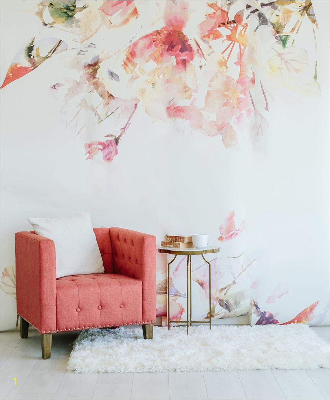 Spring Floral Wall Mural Watercolor Wallpaper