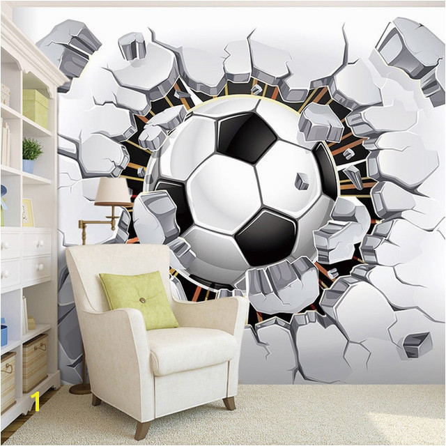 Custom Wall Mural Wallpaper 3D Soccer Sport Creative Art Wall Painting LivingRoom Bedroom TV Background Wallpaper Football in Wallpapers from Home