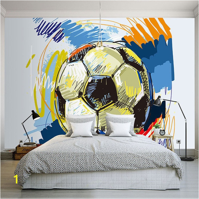 Modern Fashion Hand painted Graffiti Football Wallpaper Custom Mural Non woven Interior Wall Decoration Art Wall Painting Soccer