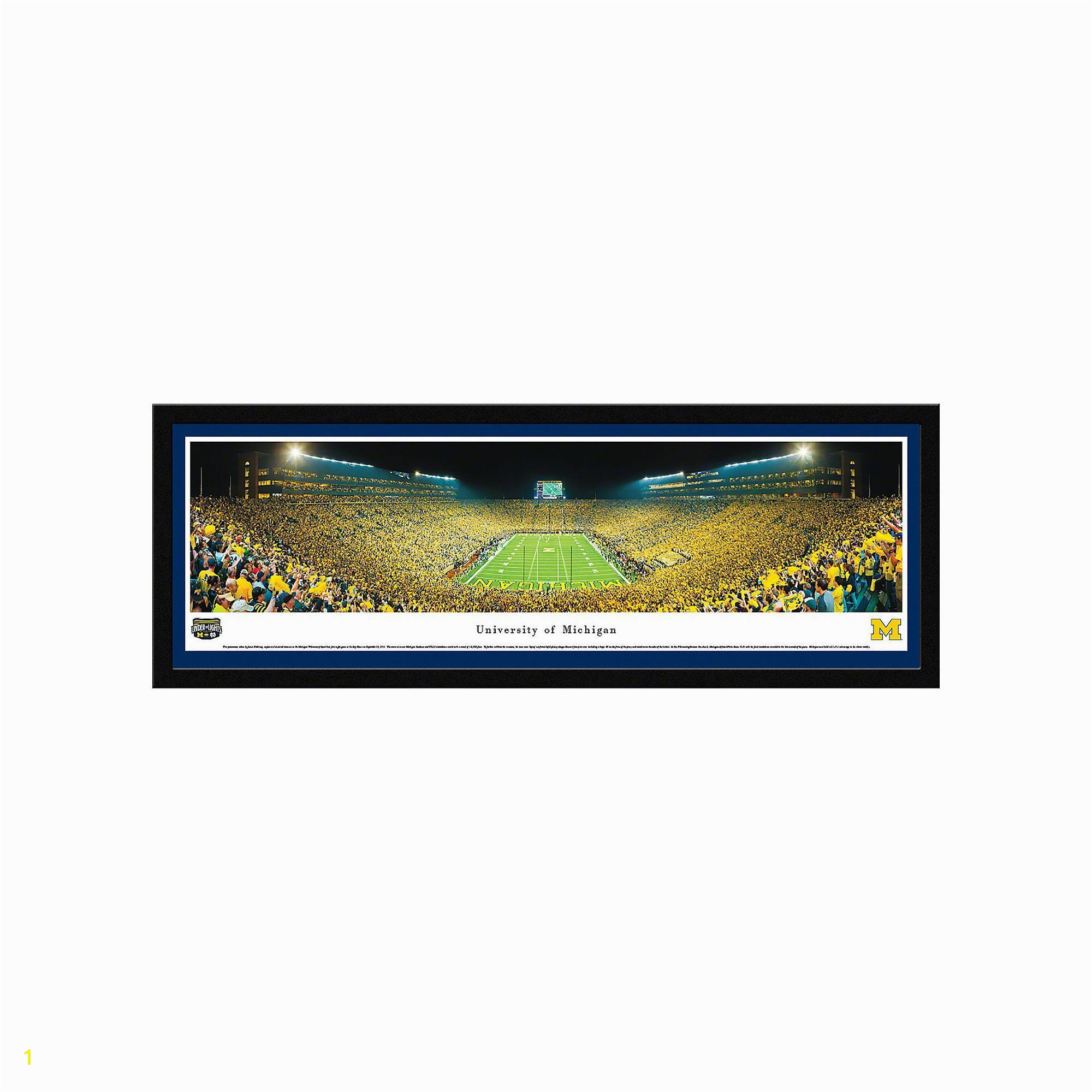 Michigan Wolverines Football Stadium End Zone Framed Wall Art Multicolor