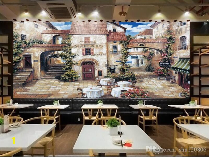 French Cafe Wall Murals 3d Room Wallpaper Custom Mural European Cafe town Street View