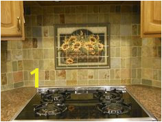 Decorative tile backsplash Kitchen tile ideas Sunflower Basket Tile Mural French Kitchen Decor