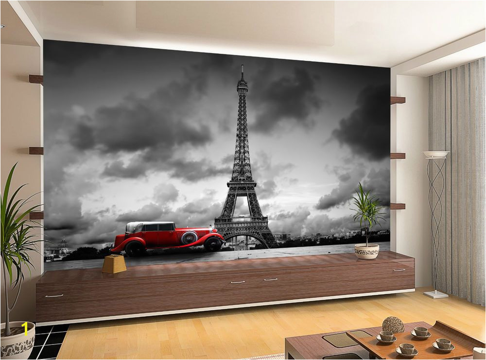 French Wallpaper Murals France Paris Eiffel tower Retro Car Wall Mural Wallpaper Giant