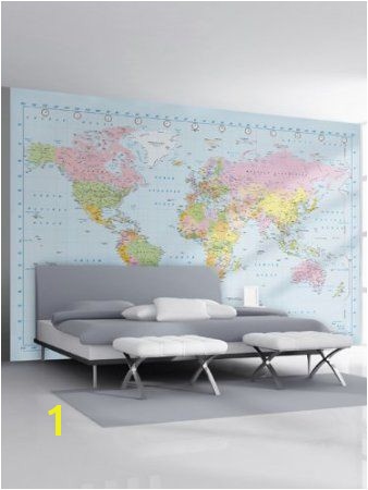 1Wall Stunning Digital Colour World Map Wallpaper Wall Mural Amazon Kitchen & Home