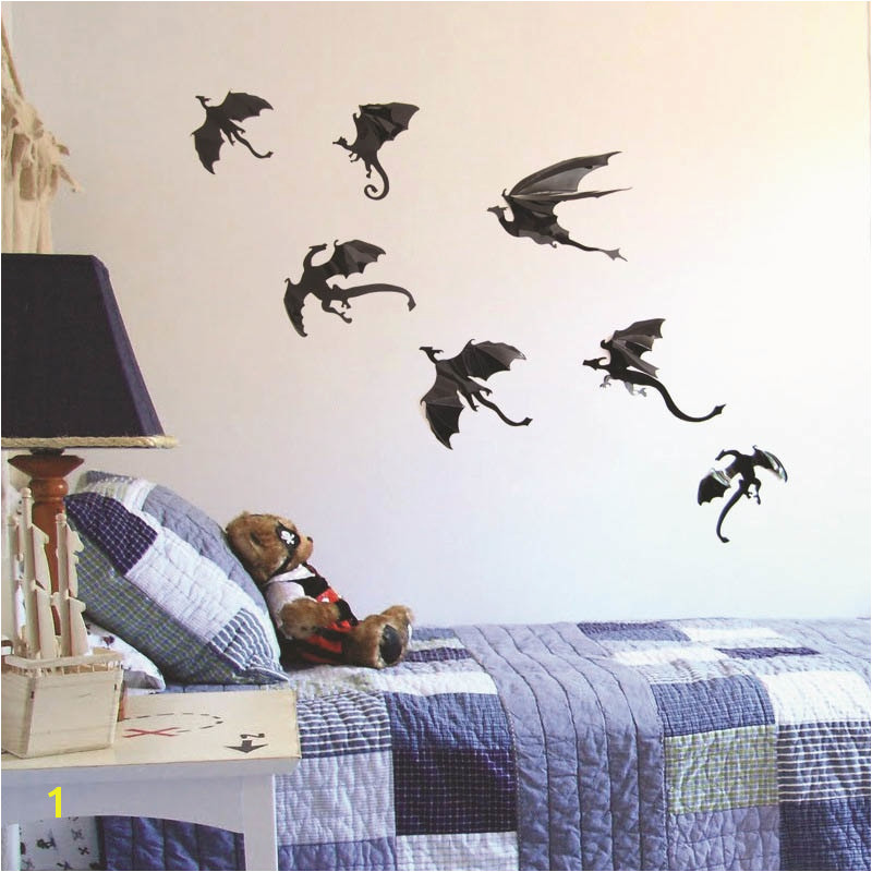 7pcs set Halloween Fantasy Decor Dinosaurs Boys Rooms Game of Thrones 3D Dragons Wall Art