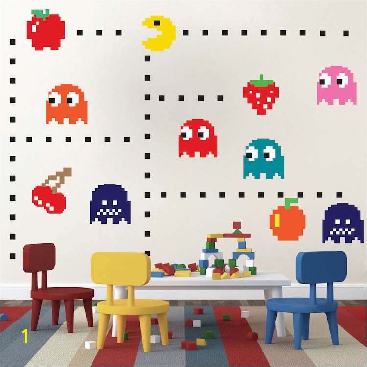 Pac Man Wall Decal Video Game Wall Decal Murals Kids Bedroom DIY Pacman stickers Pacman Wall Murals Pacman Room Decor Primedecals