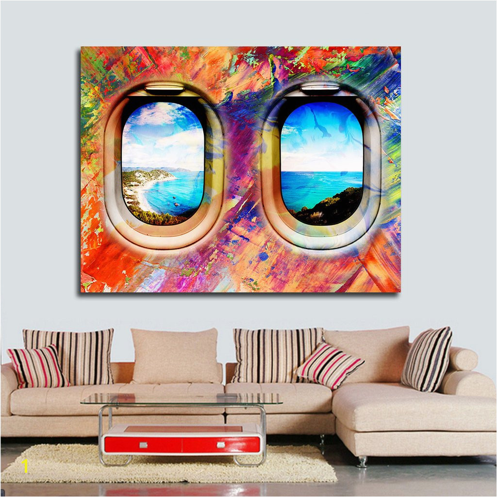 Giant Wall Murals Groupon Airplane Window Seat Travel Lovers Framed Canvas Wall Art Abstract Air