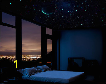 Glows in the Dark Night Sky Ceiling Crescent Moon and Shooting Star Decals Realistic Star Stickers