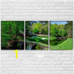 Augusta Golf Course Masters Golfing 3 Panel Wall Art Canvas Panel Print