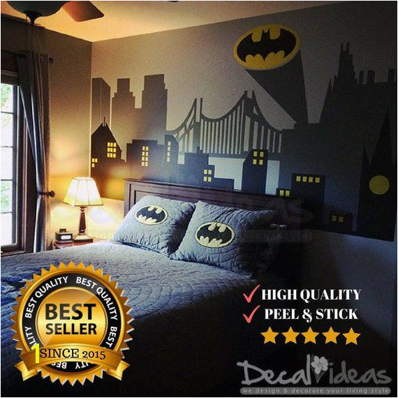 Superhero Wall Decals Batman Gotham City Wall Decal Batman Stickers Batman Wall Art Boys Superhe