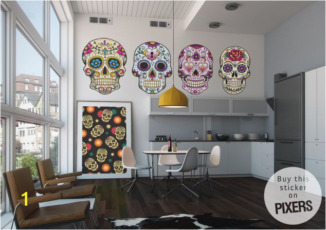 Sticker Colorful Skull sticker • Inspirations • PIXERSIZE Wall Décor Wall Decals