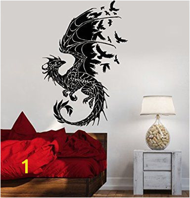 Vinyl Decal Wall Sticker Dragon Birds Fantasy Fairytale Gothic Decor For Bedroom z2514 M 22 5 in X 35 in