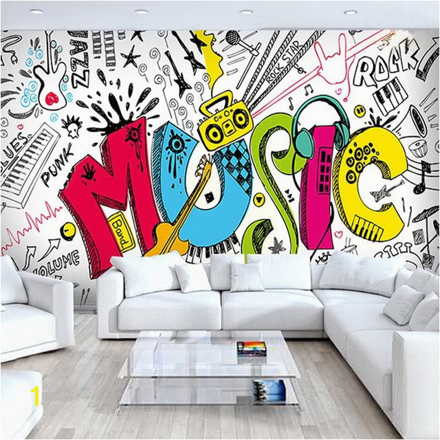 Custom 3D Abstract Rock Musical Graffiti Mural Cafe Restaurant Children s Bedroom Living Room Home Decoration Wallpaper in Wallpapers from Home