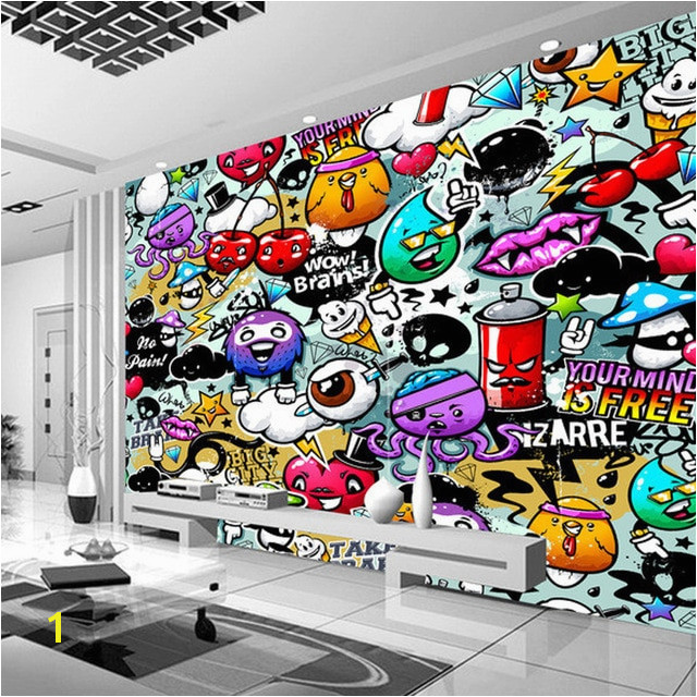 Custom Mural Wallpaper 3D Cartoon Graffiti Simple Modern Children s Bedroom Living Room KTV Backdrop Wallpaper Papel De Parede in Wallpapers from Home