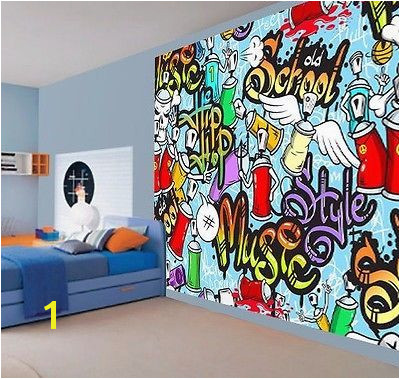 Cool kids graffiti music style hip hop school wallpaper wall mural