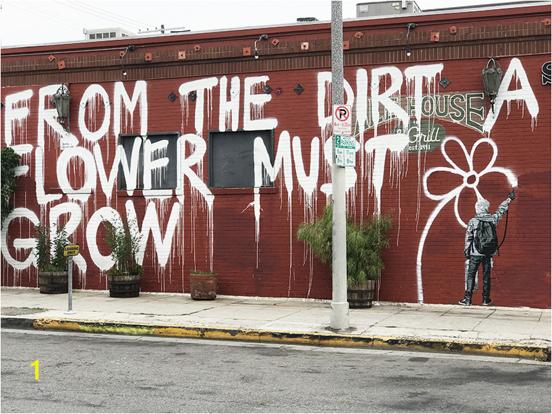 From the dirt a flower must grow mural on the side of Snake Pit bar and