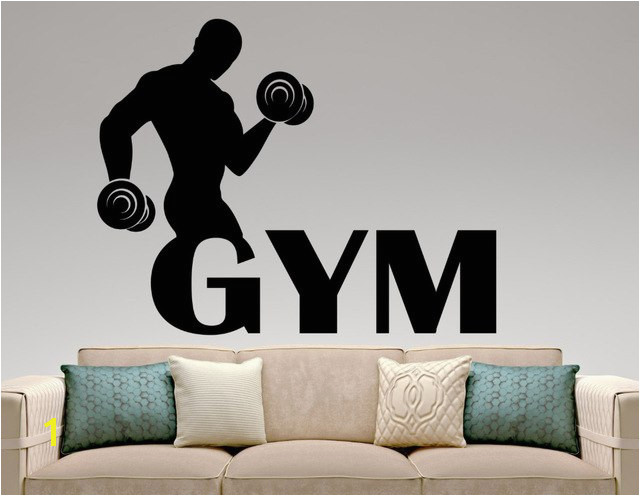 Black Vinyl Gym Wall Decal Fitness Wall Stickers For Sports Room Boys Bedroom Mural Wall Art Room Decor vinilos Paredes A181