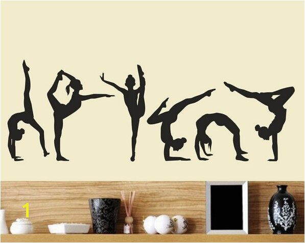 Gymnastics Wall Murals Six Dance Girls Gymnastics Wall Sticker Sport Vinyl Art Wall Mural