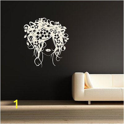 FLOWER GIRL HAIR WALL STICKER DECAL MURAL DAISIES WALL ART BEAUTY SALON SPA