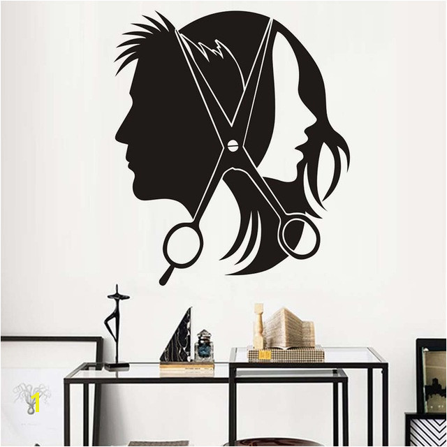 Hair Salon Wall Sticker Vinyl Decal Beautiful y Girl Man Barber Scissors Stickers For Barber Shop Wall Decals Decor Mural