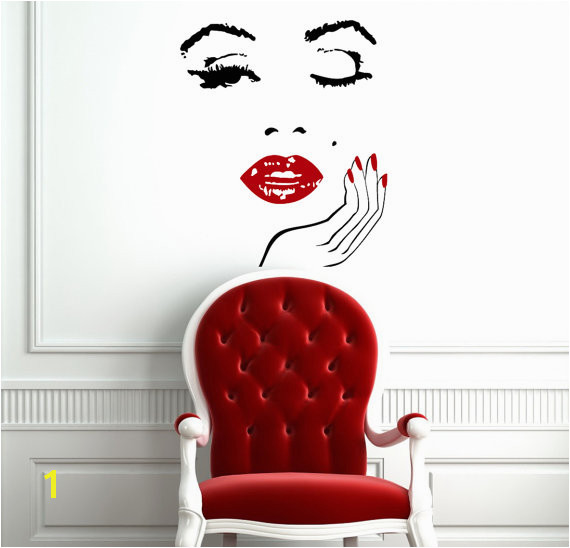 Vinyl Decal Girl Face with Hand Manicure Home Wall Art Decor Removable Stylish Sticker Mural L171 Unique Design for Room Beauty Salon