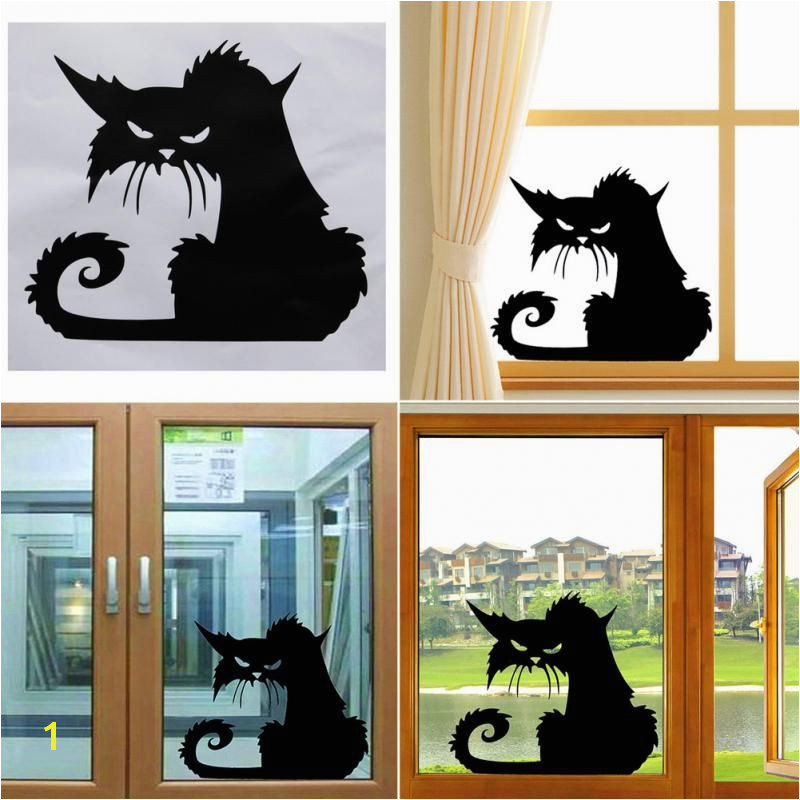 Hot Popular Vinyl Removable 3D Wall Stickers Halloween Black Cat Decor Wall Stickers Decal Murals Self adhesive Paper Art