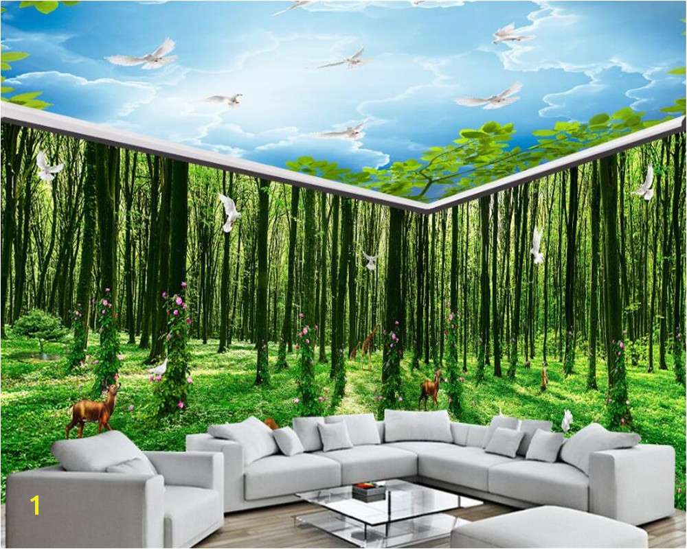 Halo Wall Mural Beibehang Silk Cloth Wallpaper Fantasy forest All Kinds Of Animals