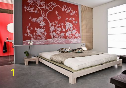 love the mural Halo Bedroom Stylish Bedroom Japanese Style Oriental Style