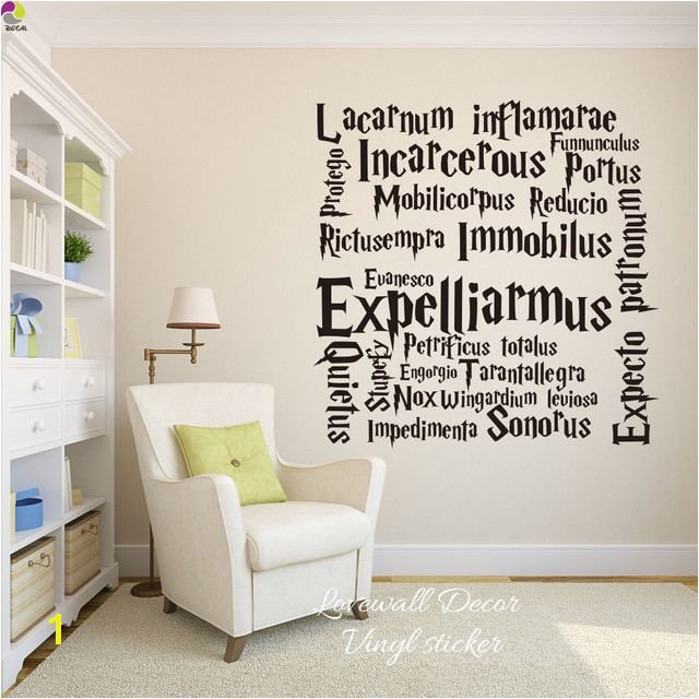 Harry Potter Quote Wall Sticker Kids Room Hogwarts Movie Spells Wall Decal For Living Room Cut Vinyl Easy Removable Home Decor