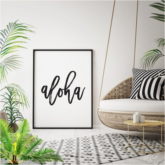 Black and white ALOHA wel e print aloha sign Hawaiian printable art Hawaii beach vibes beac