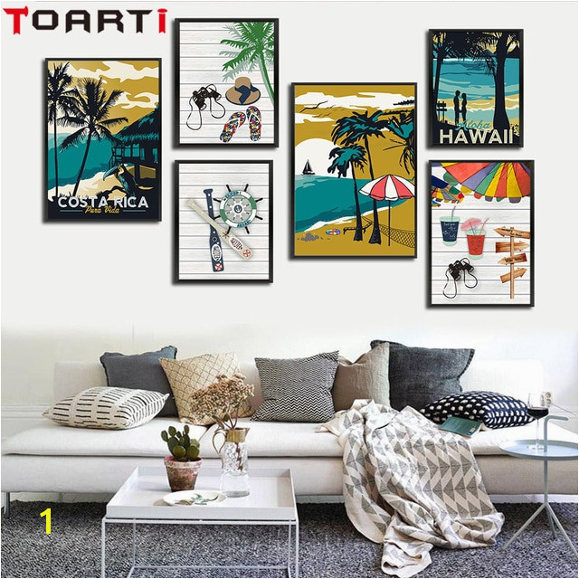 Modern Hawaii Aruba Costa Rica Impressionist Style Canvas Art Paintings Prints Wall Picture for Living Room Home Decor No Frame