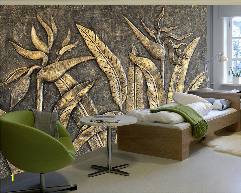 Beibehang Custom wallpaper murals golden bird of paradise sculpture wall TV background wall living room bedroom 3d wallpaper in Wallpapers from Home