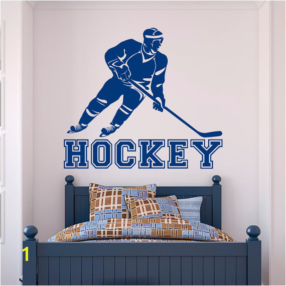 Hockey Wall Decal Sports Sports Wall Decal Stickers Hockey Player Teens Boys Room Bedroom Dorm Coll