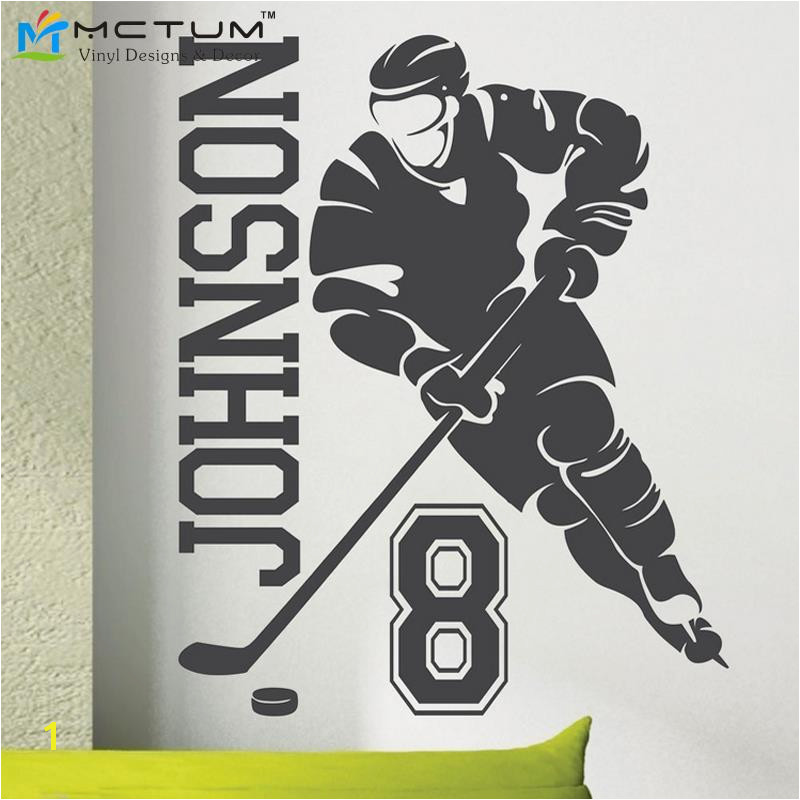 Hockey Wall Murals Ice Hockey 2018 Custom Name & Number Hockey Player Vinyl Wall Decals