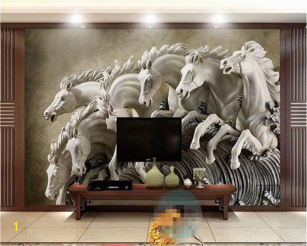 Beibehang 3D Wallpaper Stereo Horse Relief Background Wall Mural 3D Living Room Bedroom TV Background Mural papel de parede