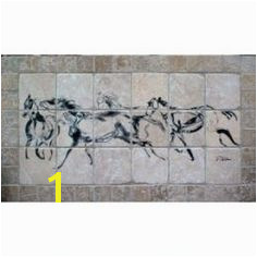 "Running Horses" Tumbled Marble Tile Mural by EquuStone Horse Image by Equine Artist