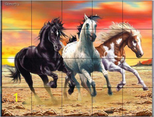 Galloping Horses by Interlitho Designs Kitchen Backsplash Bathroom wall Tile Mural image for more details